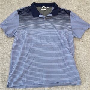 Calvin Klein Men's Navy and Light Blue Polo Shirt